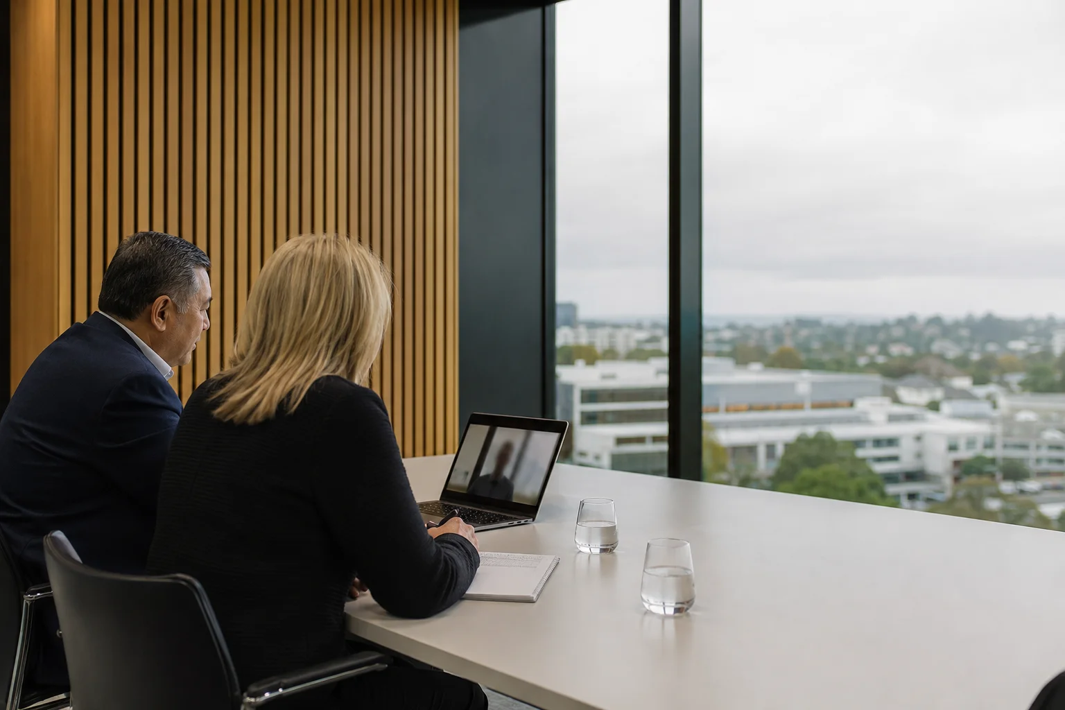 Private investor discussion in a contemporary office